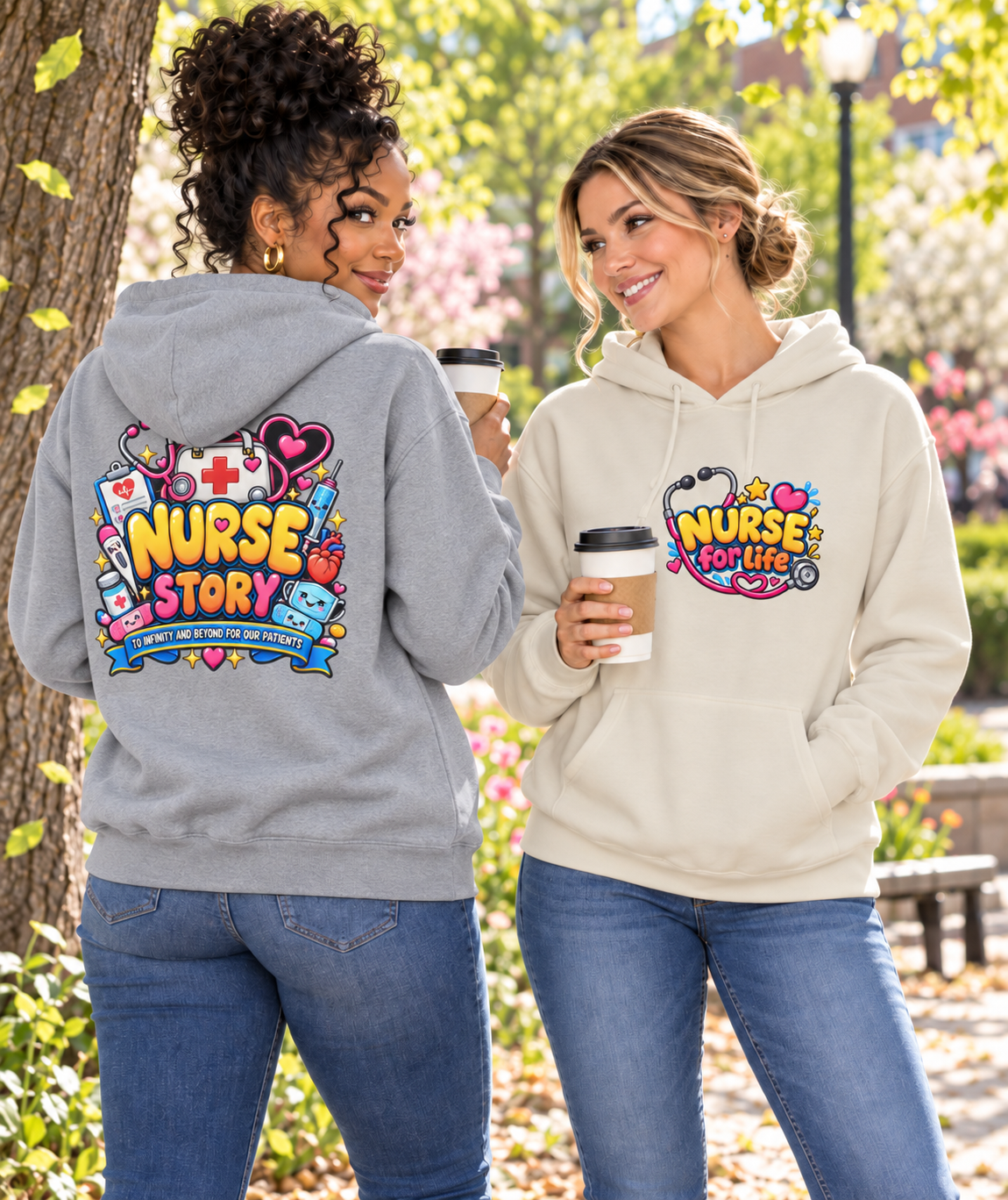 Nurse for Life Hoodie — Cute Colorful Nurse Story Graphic Pullover