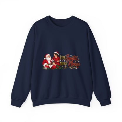Nurse Santa Christmas Sweatshirt — 'Little Santa Needs a Nurse' Holiday Crewneck