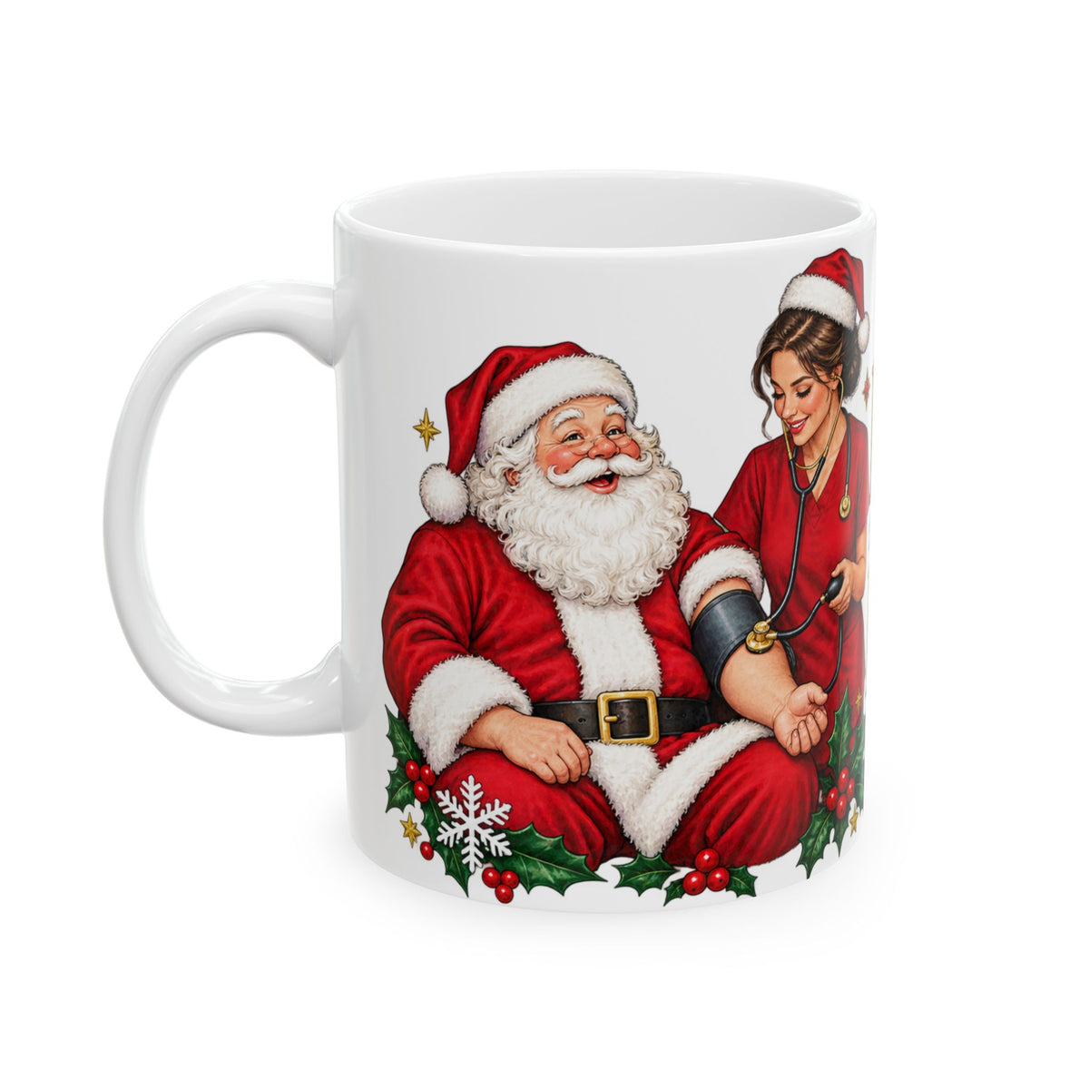 Nurse Christmas Mug - "Even Santa Needs a Nurse" Holiday Ceramic Coffee Cup (11oz, 15oz)