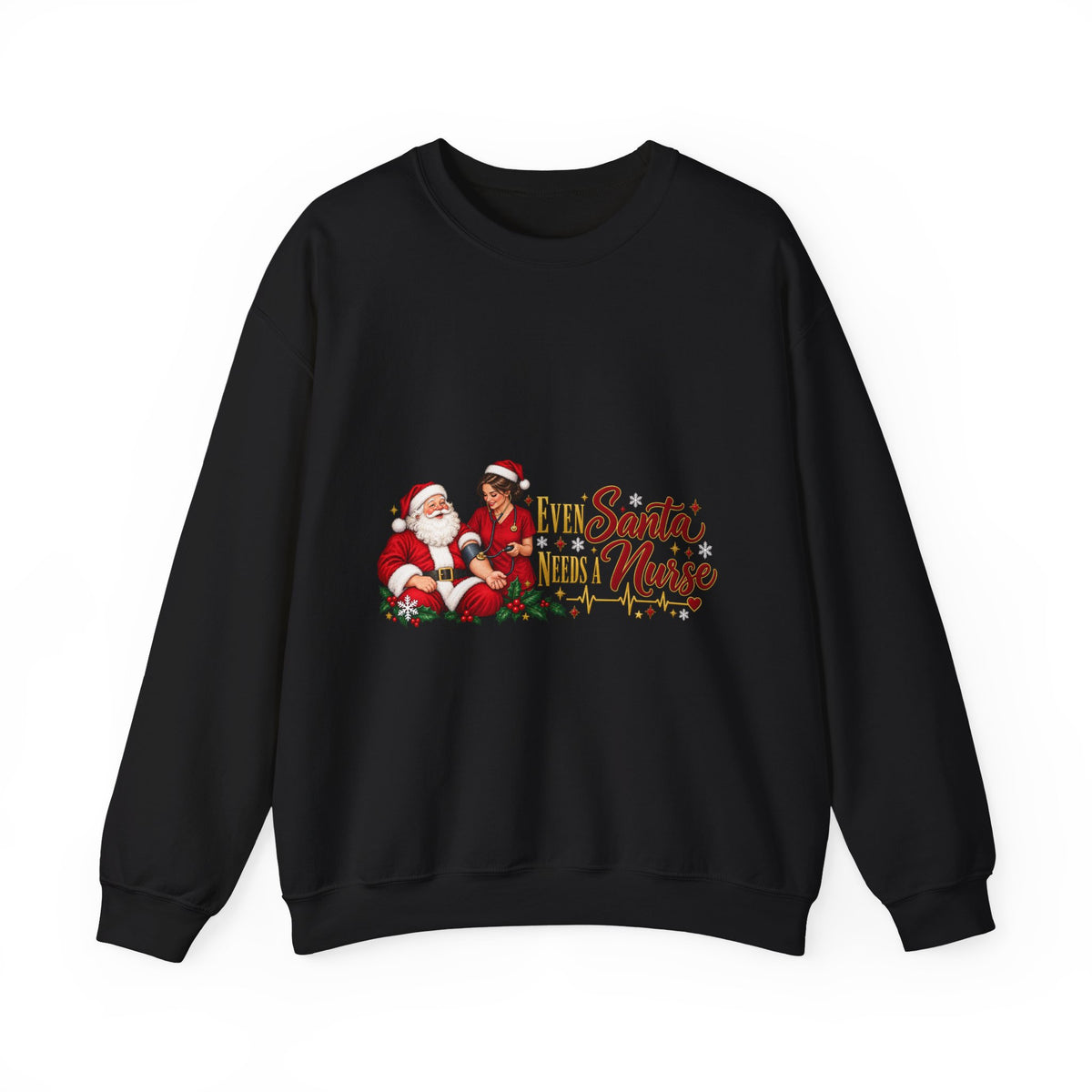 Nurse Santa Christmas Sweatshirt — 'Little Santa Needs a Nurse' Holiday Crewneck