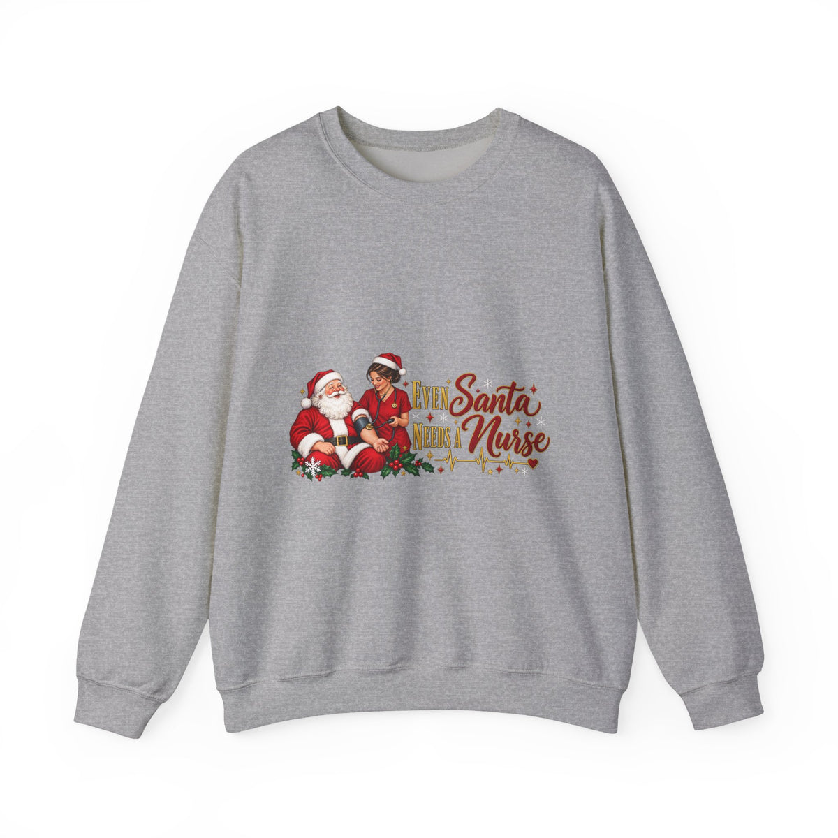 Nurse Santa Christmas Sweatshirt — 'Little Santa Needs a Nurse' Holiday Crewneck