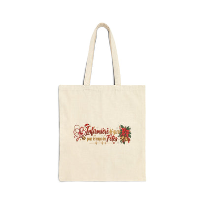 Holiday Poinsettia Canvas Tote — "Joyeuses Fêtes" French Christmas Market Bag