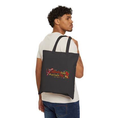Holiday Poinsettia Canvas Tote — "Joyeuses Fêtes" French Christmas Market Bag