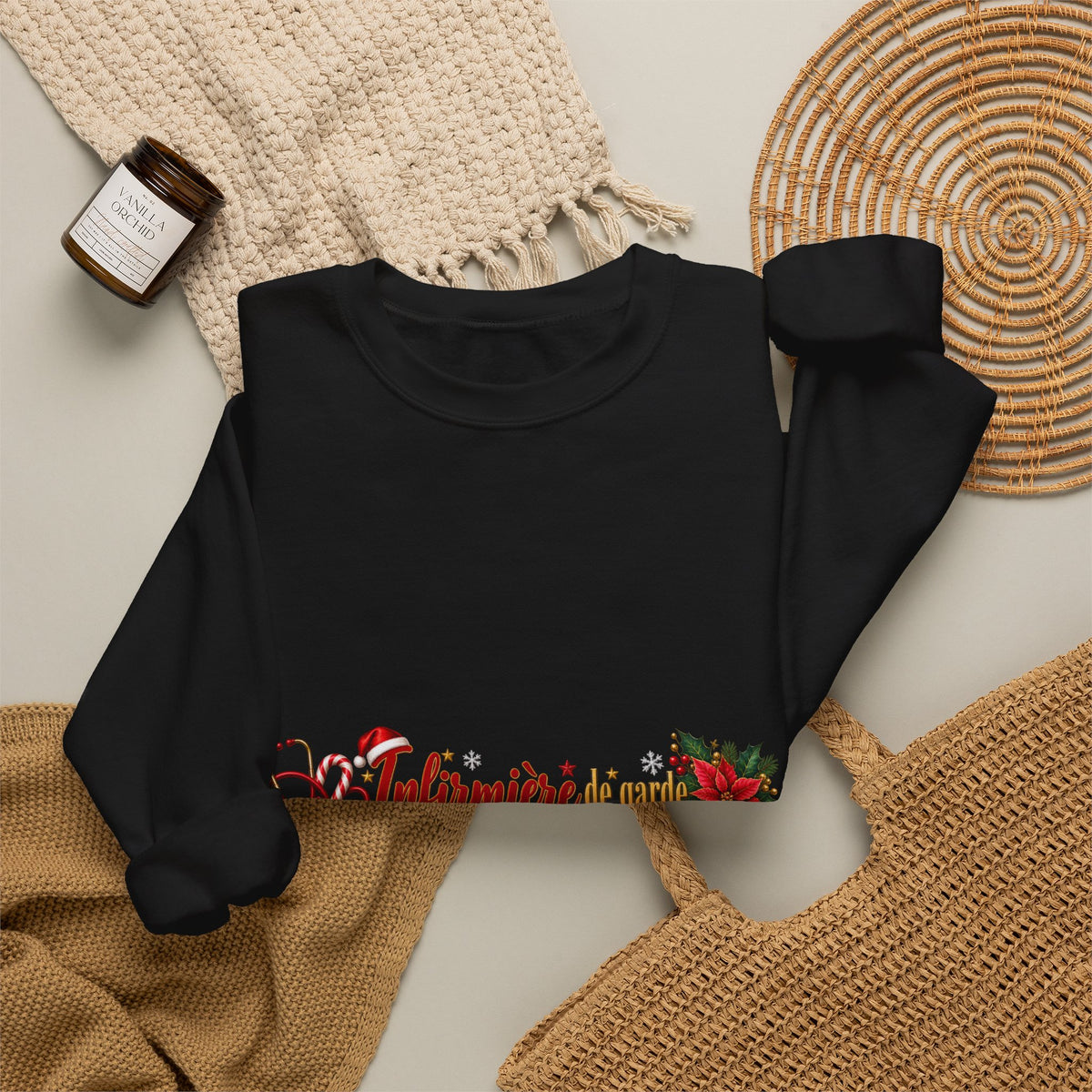 Holiday Nurse Crewneck Sweatshirt — 'Infirmière en Fêtes' Christmas Nursing Gift