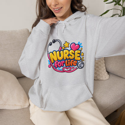 Nurse for Life Hoodie — Cute Colorful Nurse Story Graphic Pullover