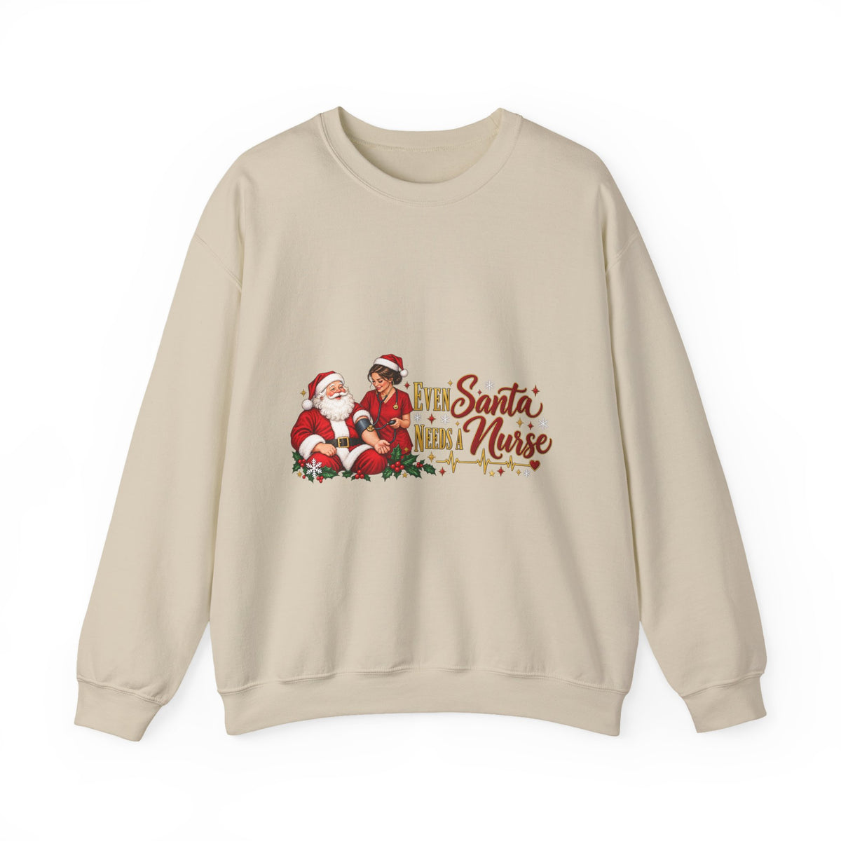 Nurse Santa Christmas Sweatshirt — 'Little Santa Needs a Nurse' Holiday Crewneck