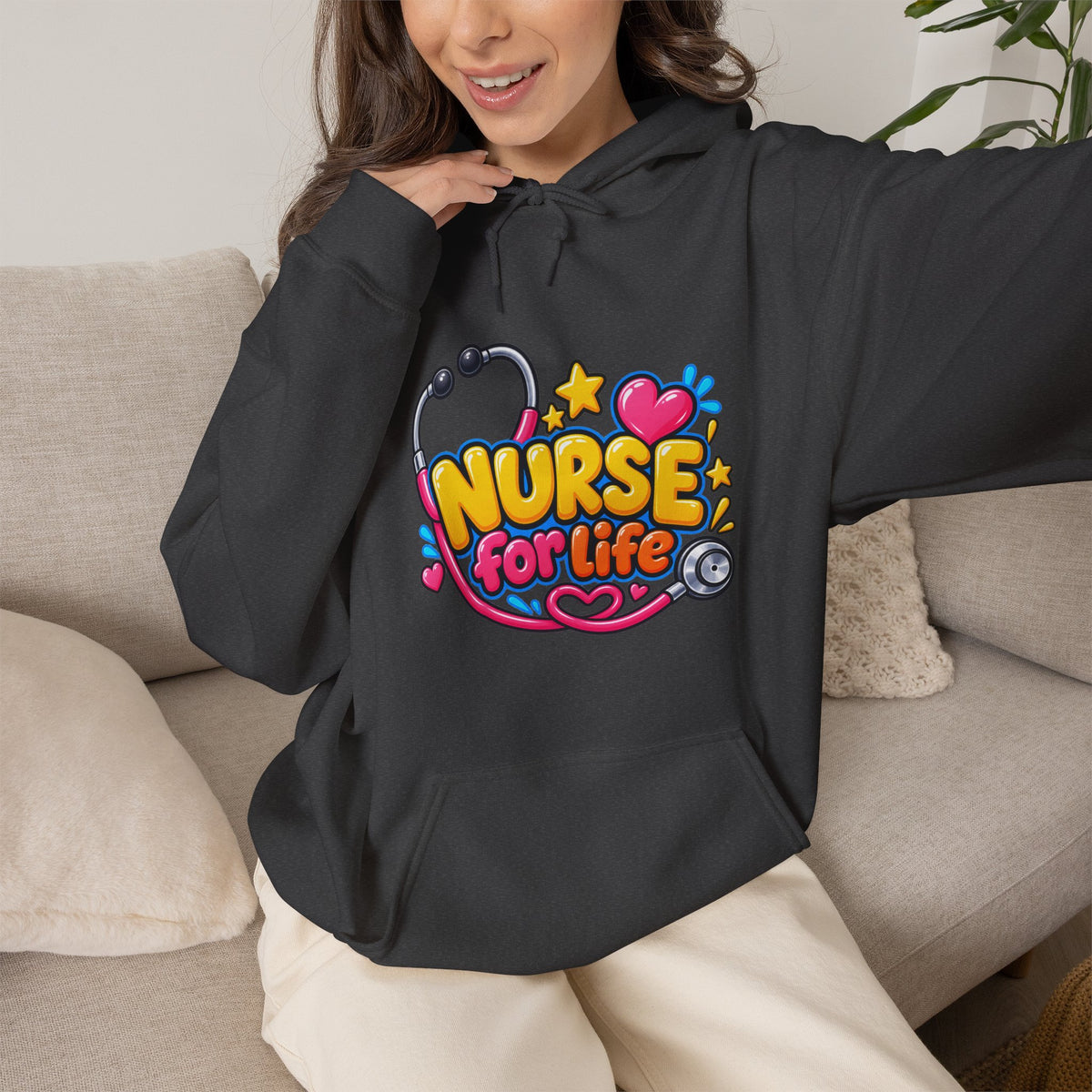 Nurse for Life Hoodie — Cute Colorful Nurse Story Graphic Pullover