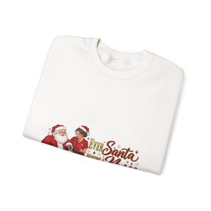 Nurse Santa Christmas Sweatshirt — 'Little Santa Needs a Nurse' Holiday Crewneck