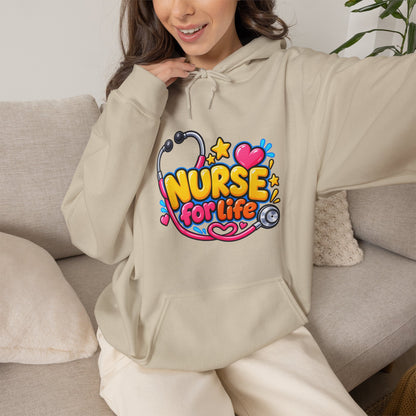 Nurse for Life Hoodie — Cute Colorful Nurse Story Graphic Pullover
