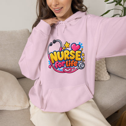 Nurse for Life Hoodie — Cute Colorful Nurse Story Graphic Pullover