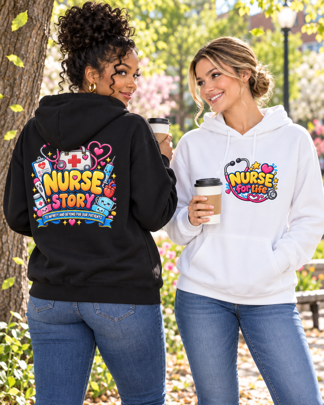 Nurse for Life Hoodie — Cute Colorful Nurse Story Graphic Pullover