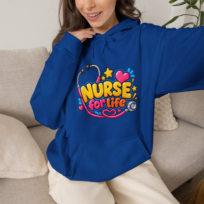 Nurse for Life Hoodie — Cute Colorful Nurse Story Graphic Pullover