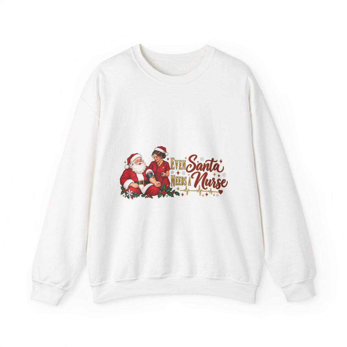Nurse Santa Christmas Sweatshirt — 'Little Santa Needs a Nurse' Holiday Crewneck