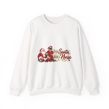 Nurse Santa Christmas Sweatshirt — 'Little Santa Needs a Nurse' Holiday Crewneck
