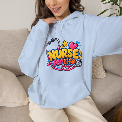 Nurse for Life Hoodie — Cute Colorful Nurse Story Graphic Pullover