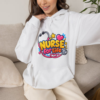 Nurse for Life Hoodie — Cute Colorful Nurse Story Graphic Pullover