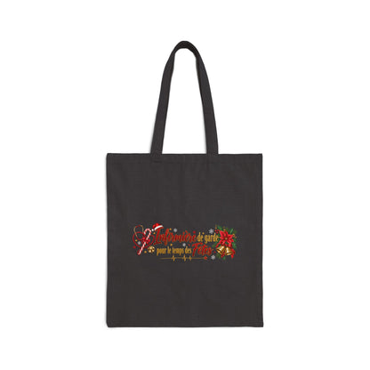 Holiday Poinsettia Canvas Tote — "Joyeuses Fêtes" French Christmas Market Bag