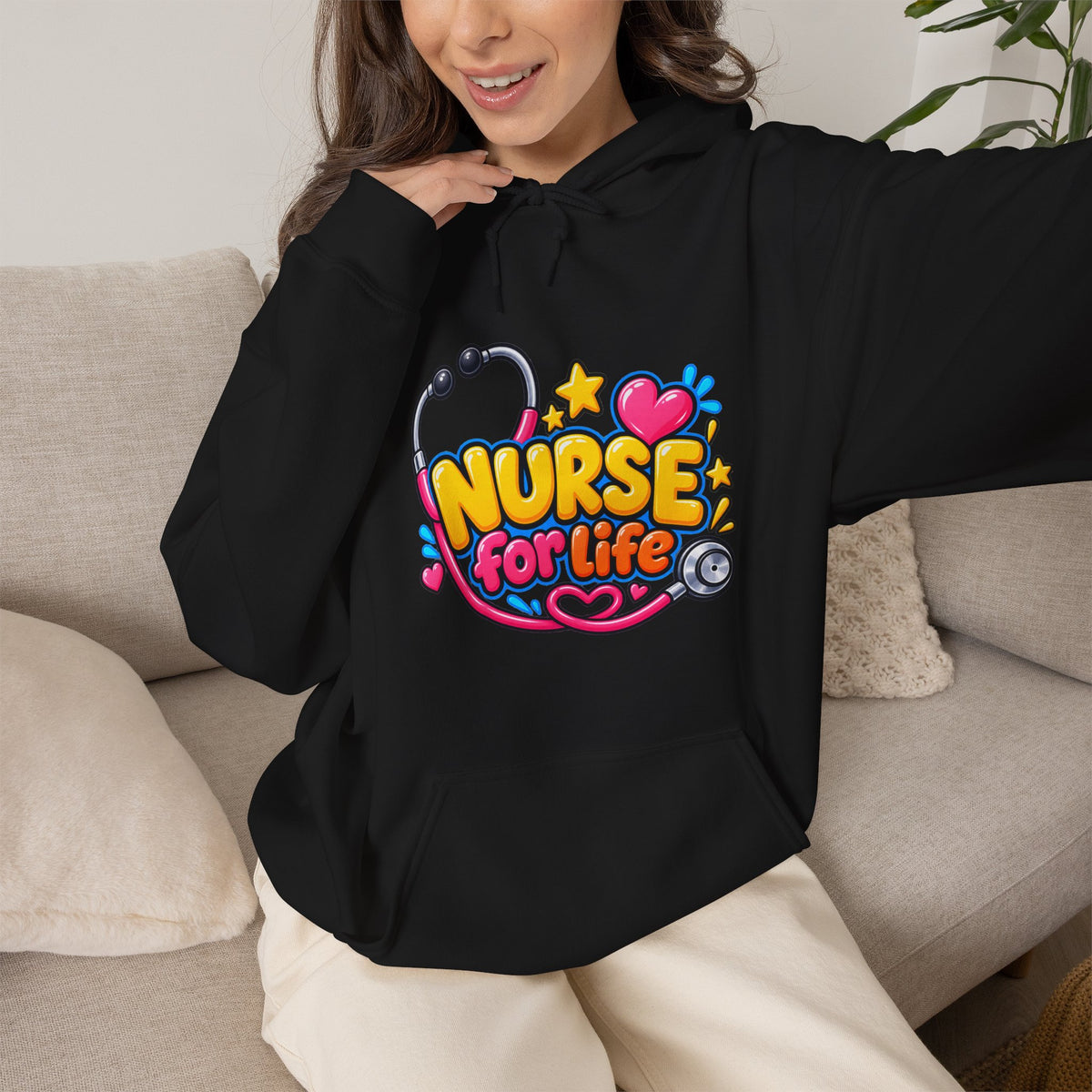 Nurse for Life Hoodie — Cute Colorful Nurse Story Graphic Pullover