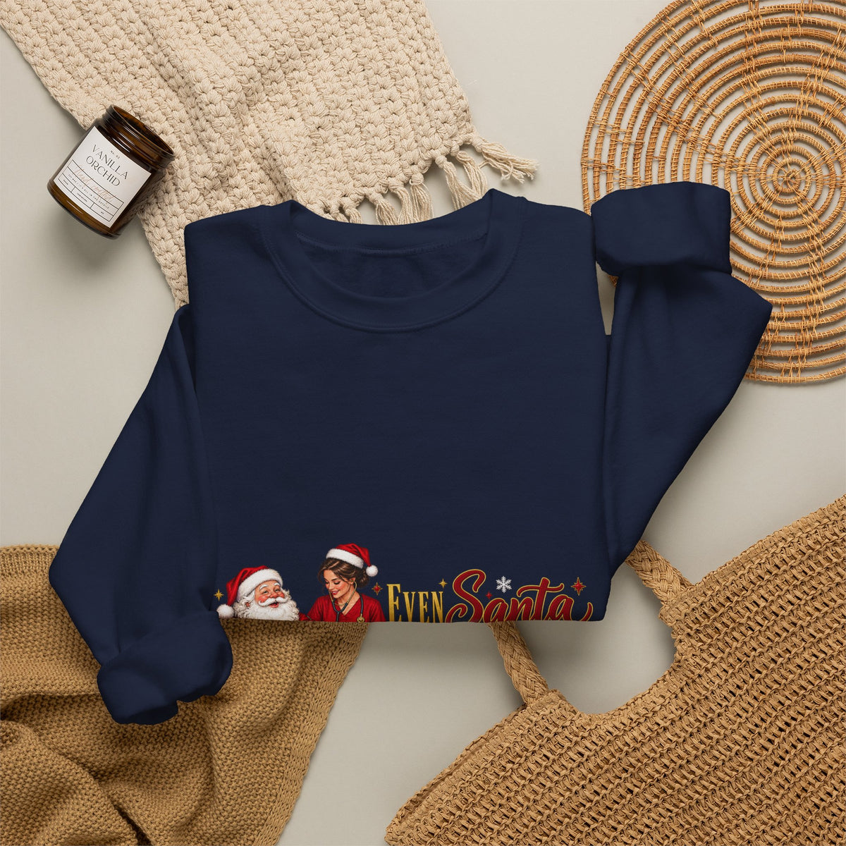 Nurse Santa Christmas Sweatshirt — 'Little Santa Needs a Nurse' Holiday Crewneck