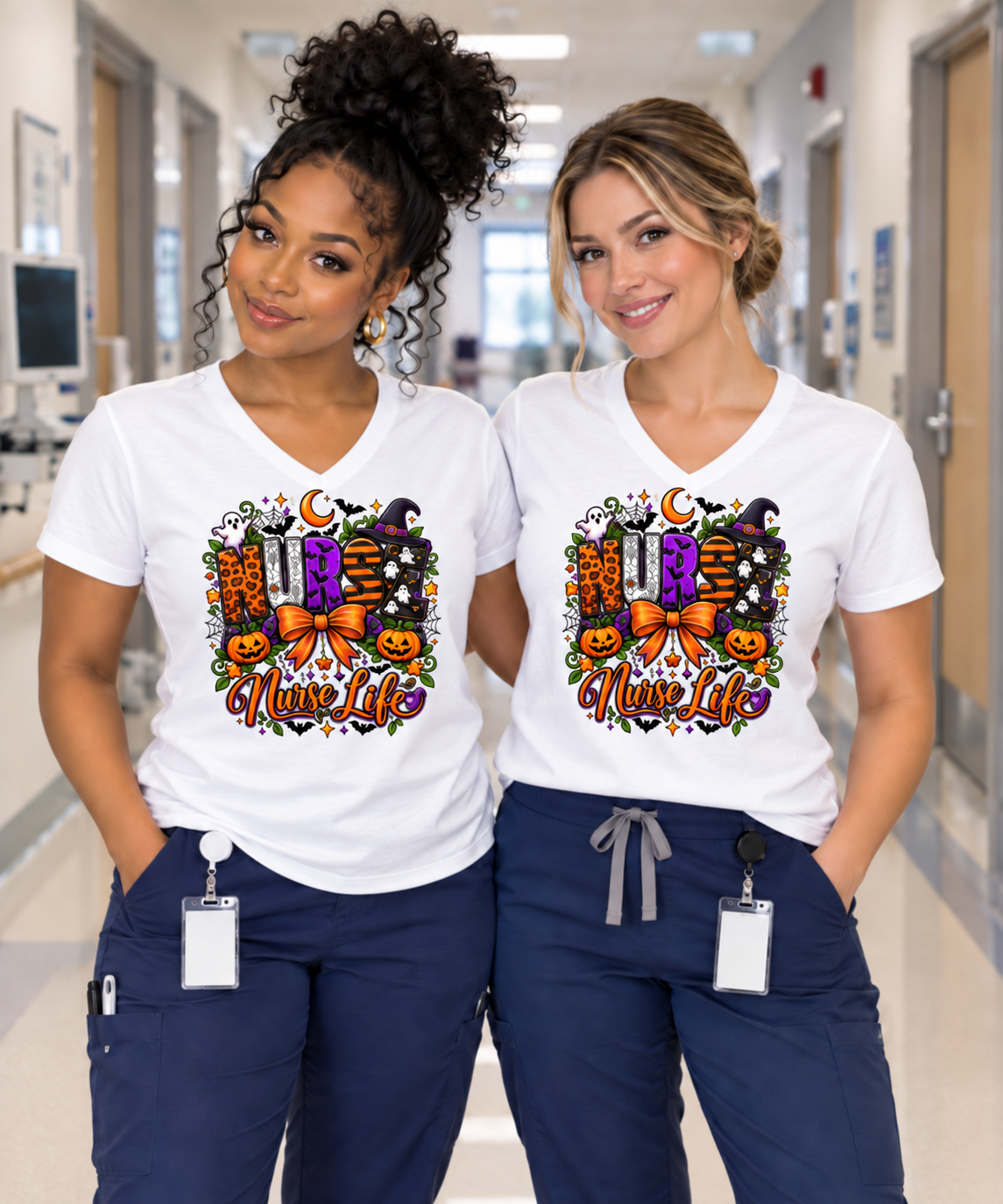 Everyday Nurse V-Neck T-Shirt – Halloween graphique fantôme