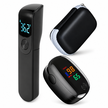 Set of thermometer electronic forehead adult children & oximeter SpO2 finger Finger Pulse Oximeter
