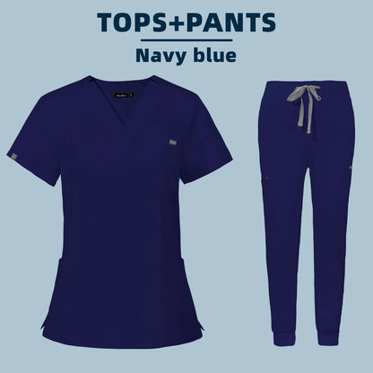 Medical Uniforms for Summer Nurse Women Fashion Uniforms Cool Fabric Short Sleeve Medical Scrubs Clothes Nursing Elastic Pants