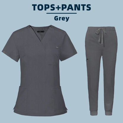 Medical Uniforms for Summer Nurse Women Fashion Uniforms Cool Fabric Short Sleeve Medical Scrubs Clothes Nursing Elastic Pants