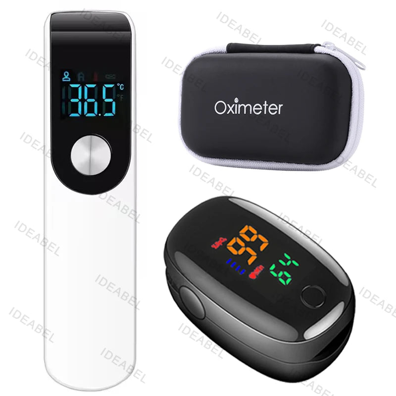 Set of thermometer electronic forehead adult children & oximeter SpO2 finger Finger Pulse Oximeter