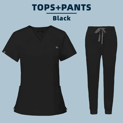 Medical Uniforms for Summer Nurse Women Fashion Uniforms Cool Fabric Short Sleeve Medical Scrubs Clothes Nursing Elastic Pants