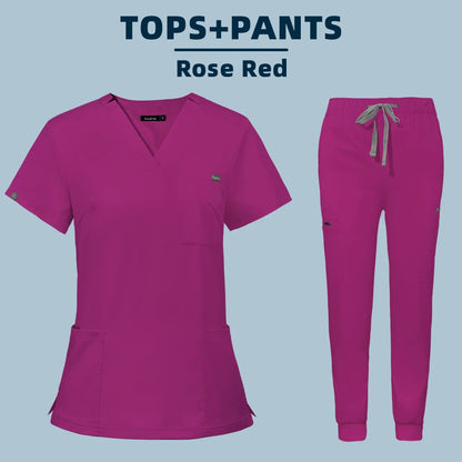 Medical Uniforms for Summer Nurse Women Fashion Uniforms Cool Fabric Short Sleeve Medical Scrubs Clothes Nursing Elastic Pants